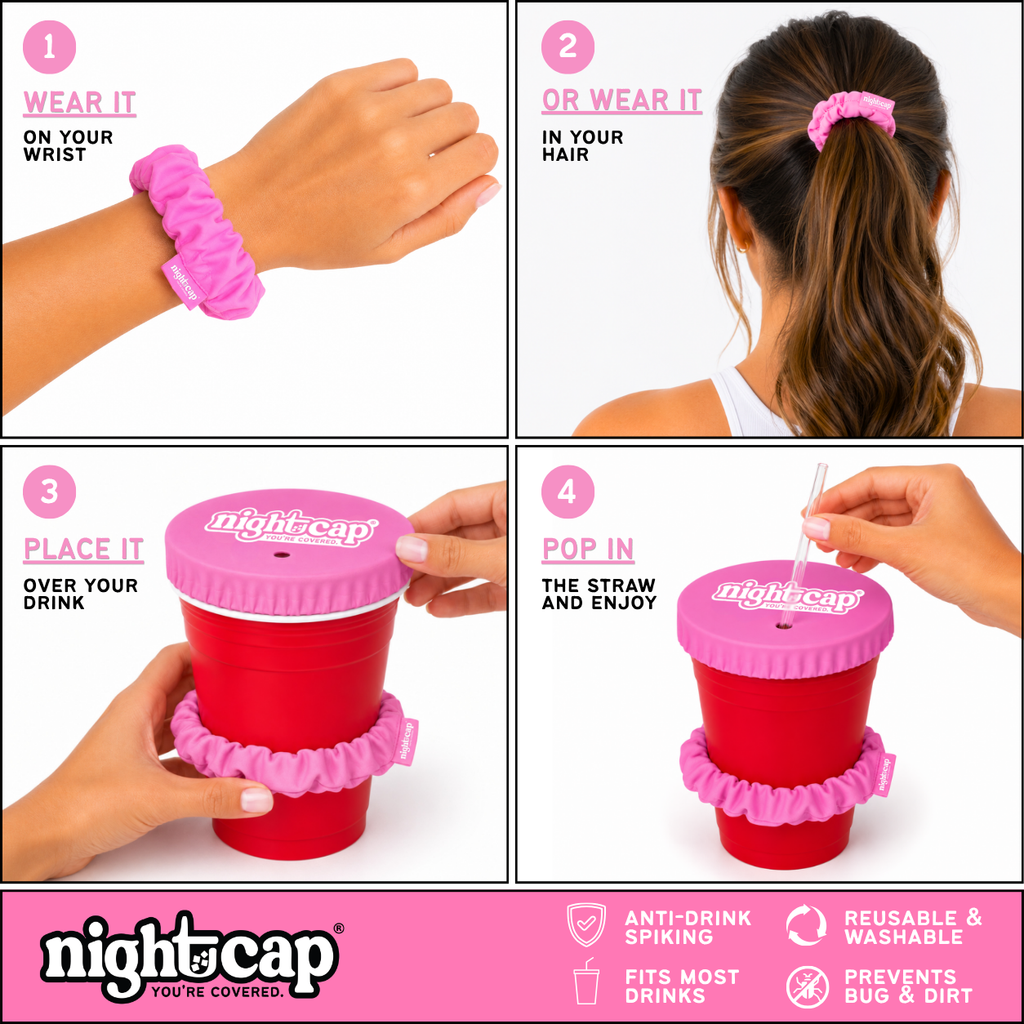 NightCap Scrunchie Drink Cover - Drink Spiking Prevention