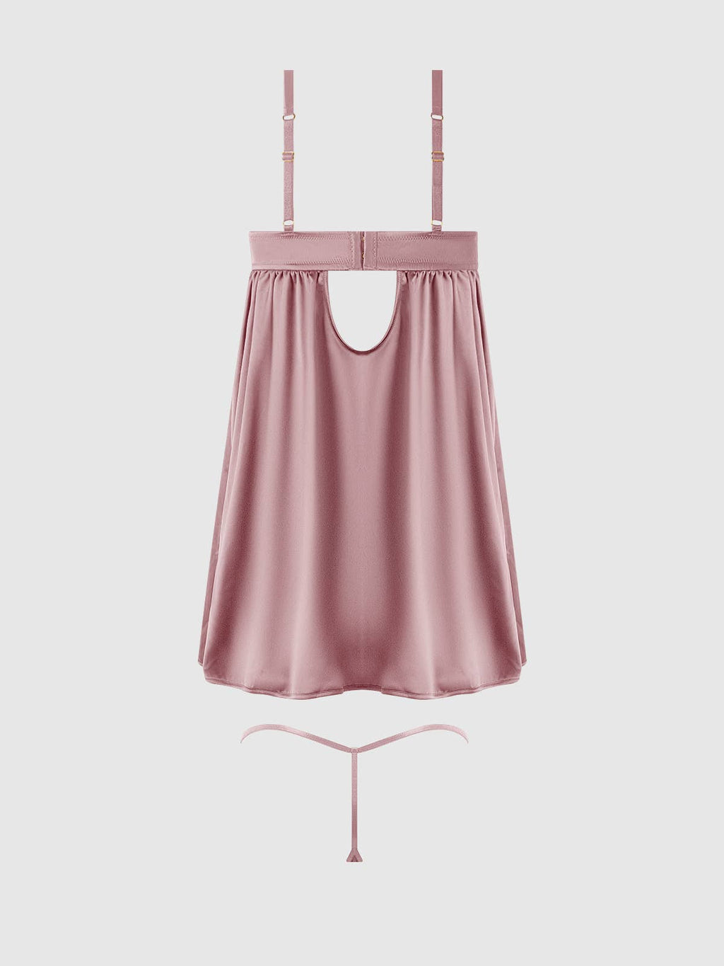 BRIGETA SATIN & MESH CORSETTED BABYDOLL & G-STRING SET