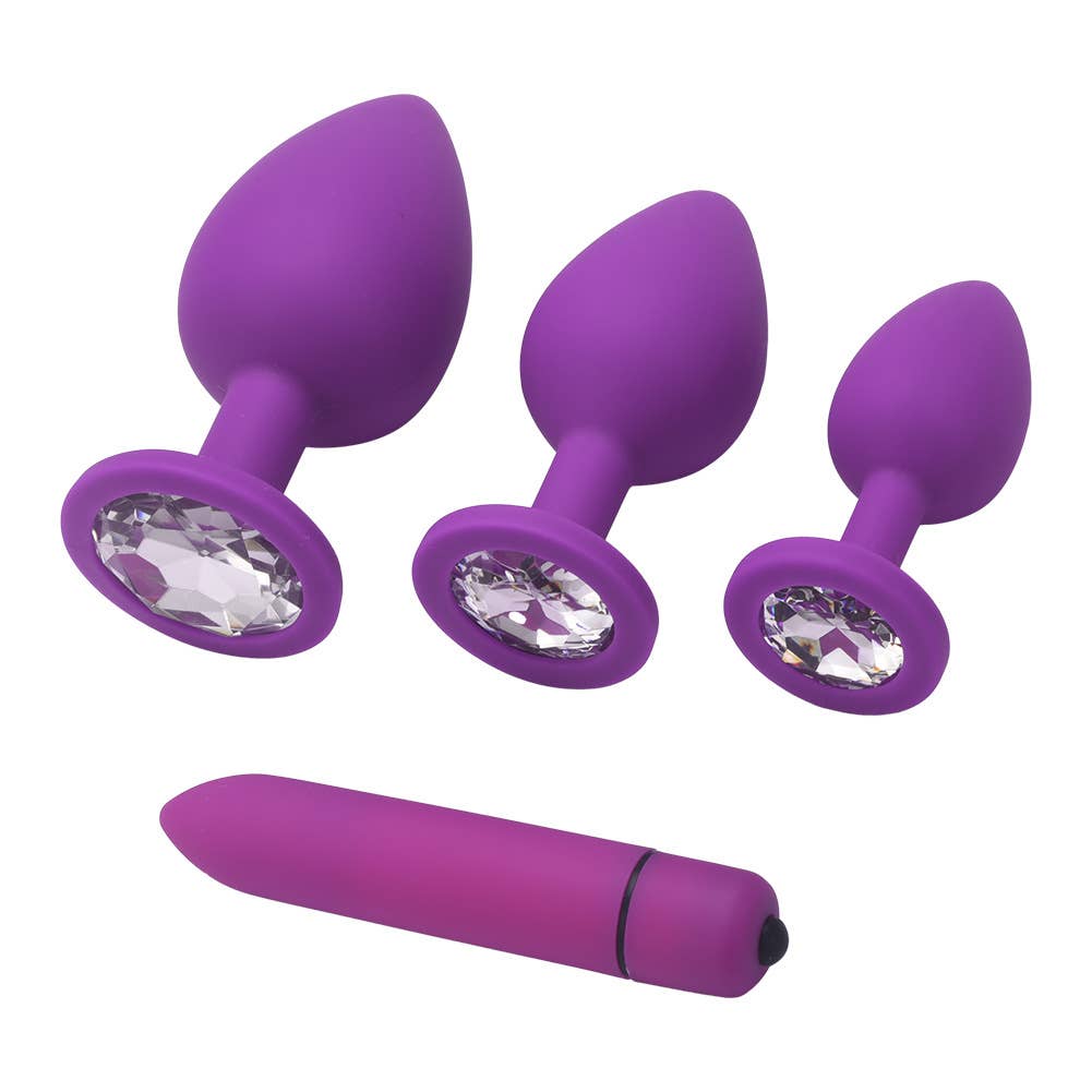 Round Diamond Anal Plug Set, 4-Piece