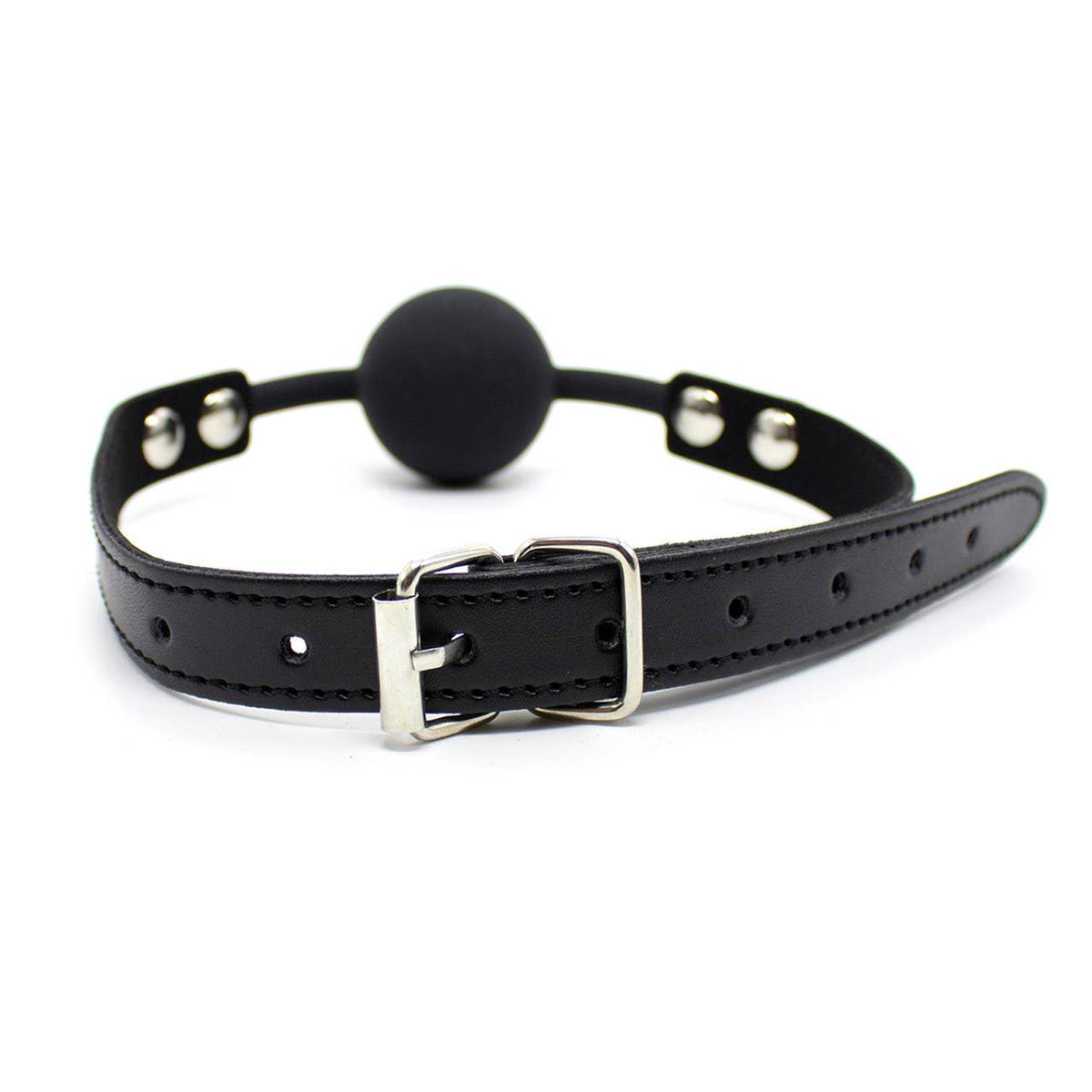Ball Gag - Silicone Comfort Ball - Black with Red