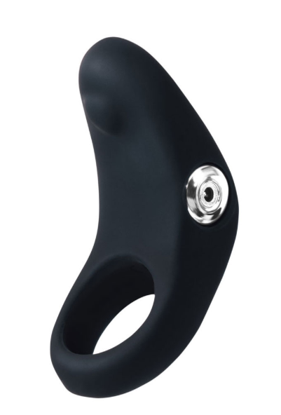 Black VēDO Rev vibrating C-ring with raised nub and silver control button