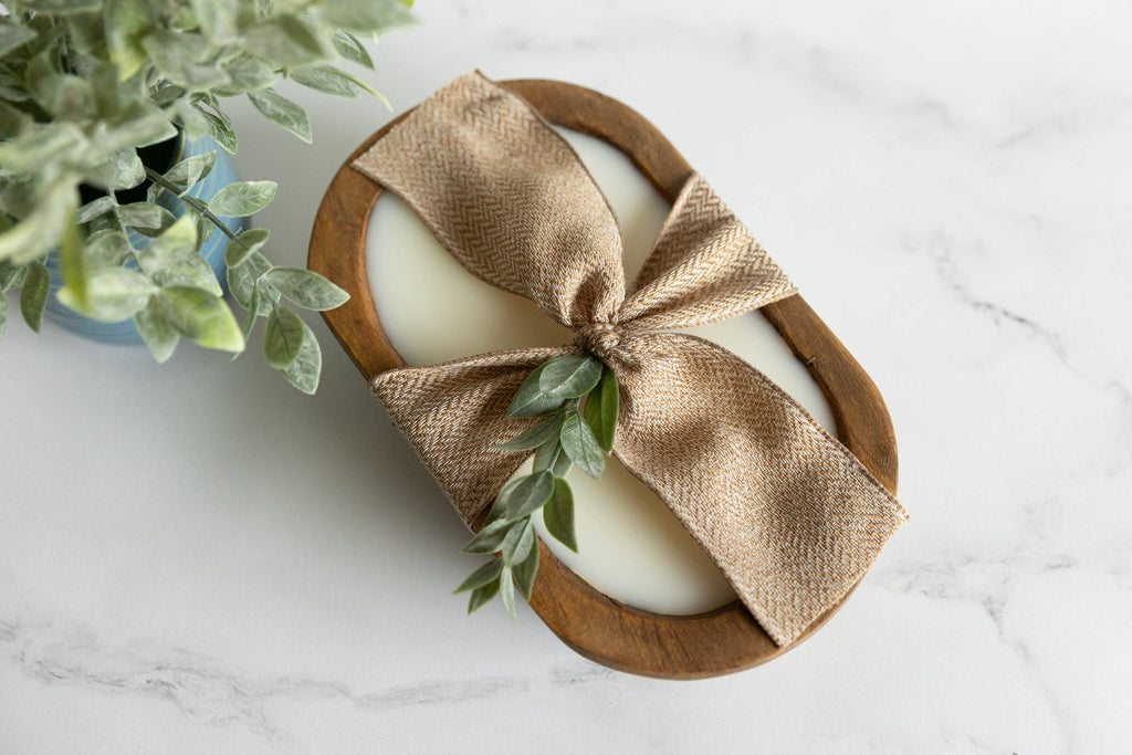 Wooden Dough Bowl Candle