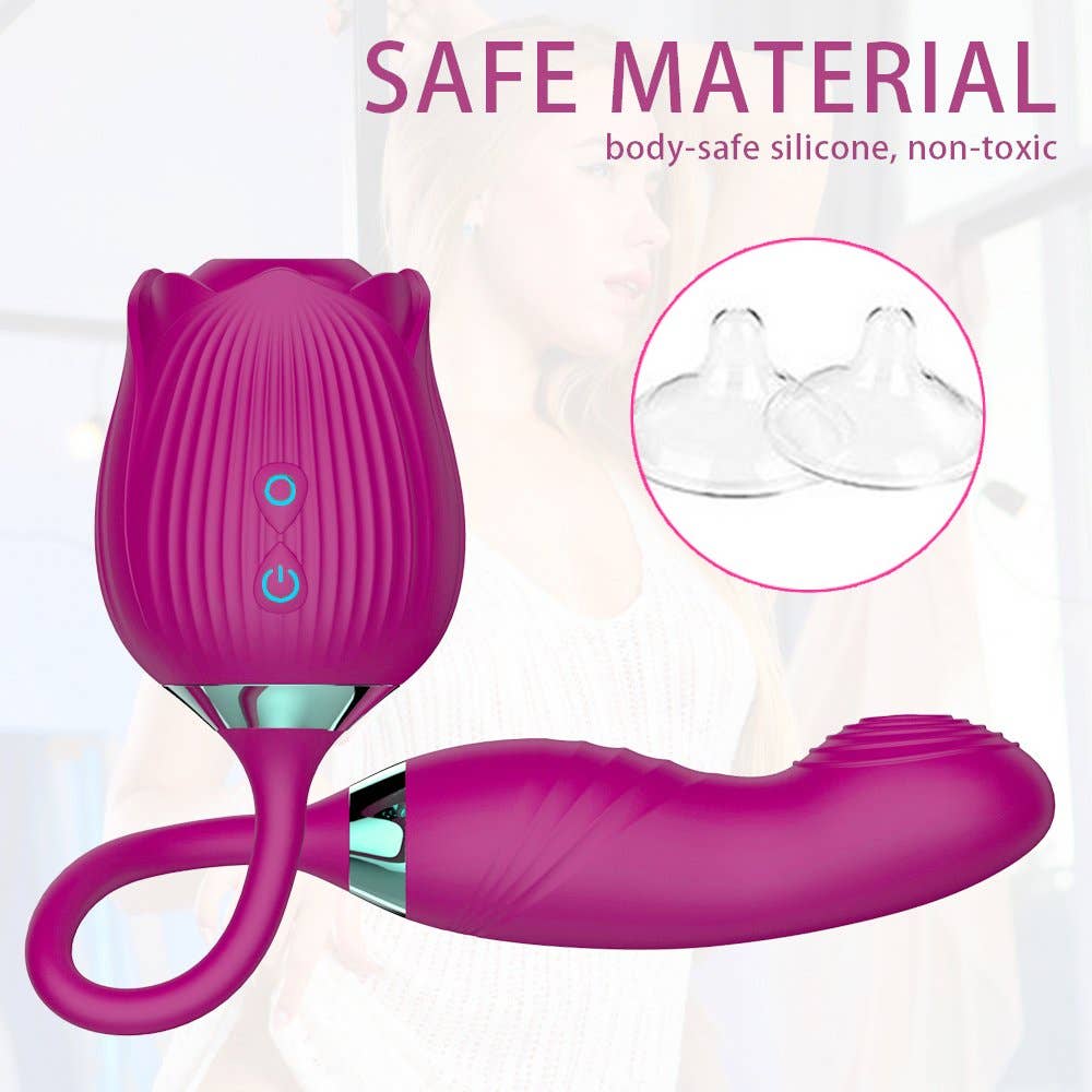 Rose Sucking Stimulator with egg Vibrator-Purple