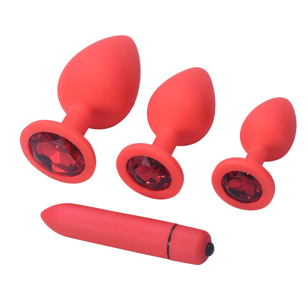 Round Diamond Anal Plug Set, 4-Piece