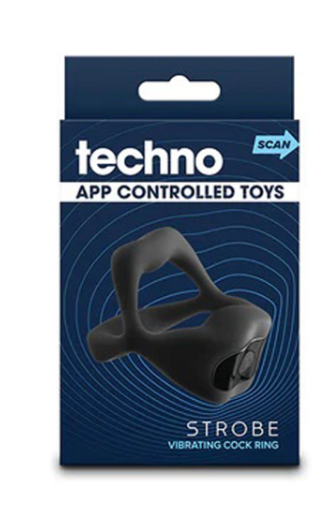 Techno Strobe app-controlled vibrating cock ring retail packaging