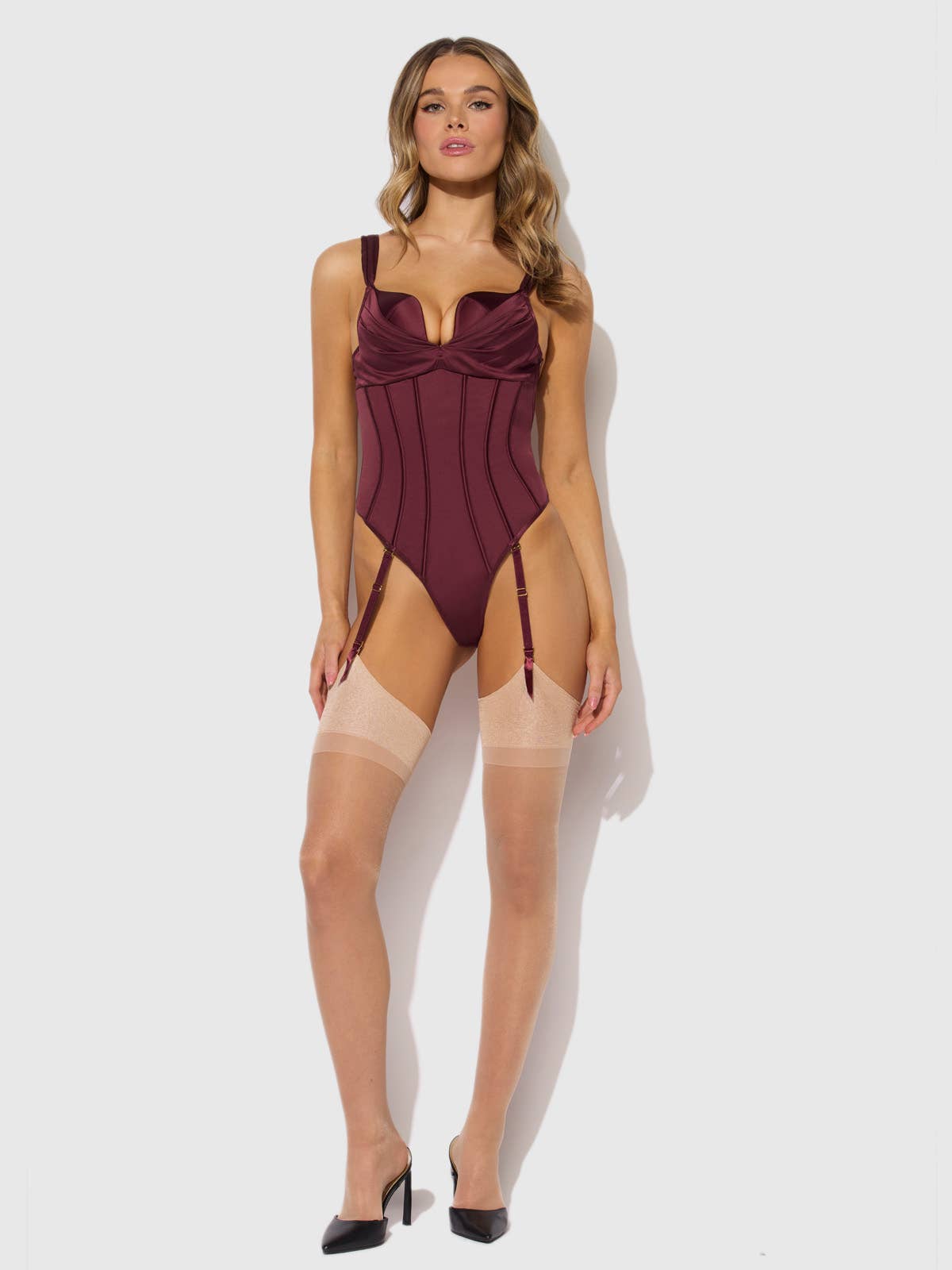 BRIGETA SATIN DRAPED PUSH UP TEDDY