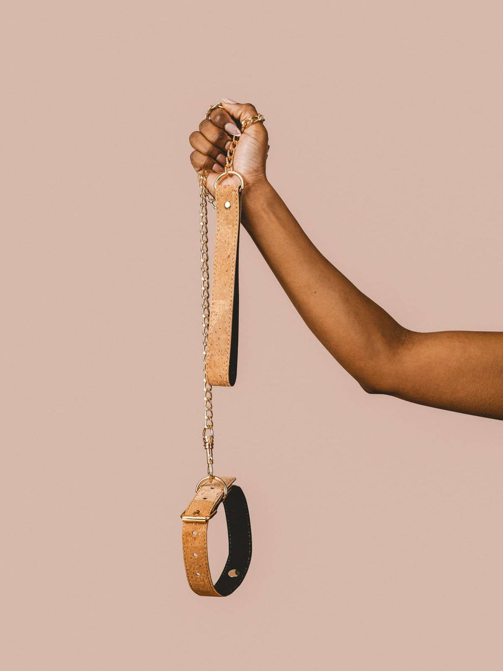 Camellia Choker | Cork Leather Choker Chain with Leash
