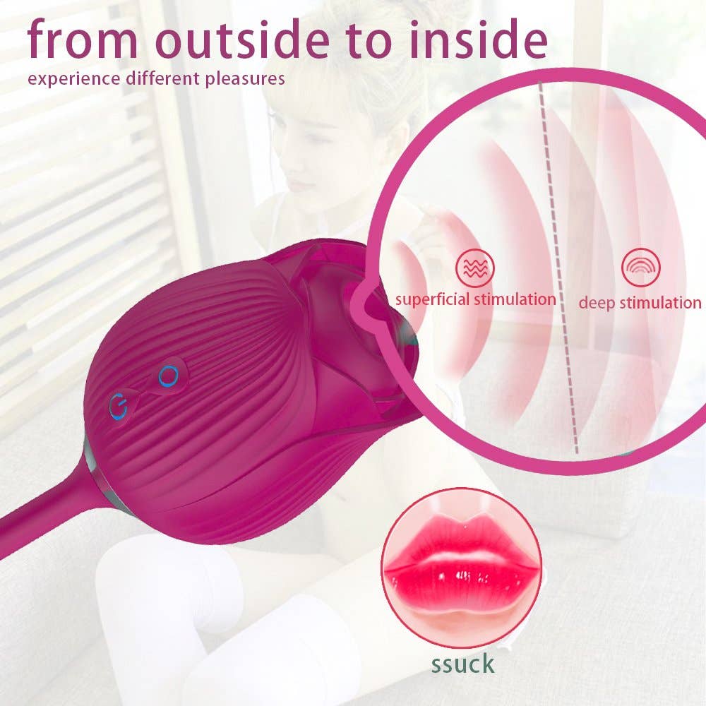 Rose Sucking Stimulator with egg Vibrator-Purple