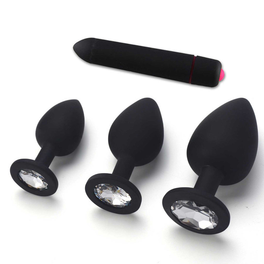 Round Diamond Anal Plug Set, 4-Piece