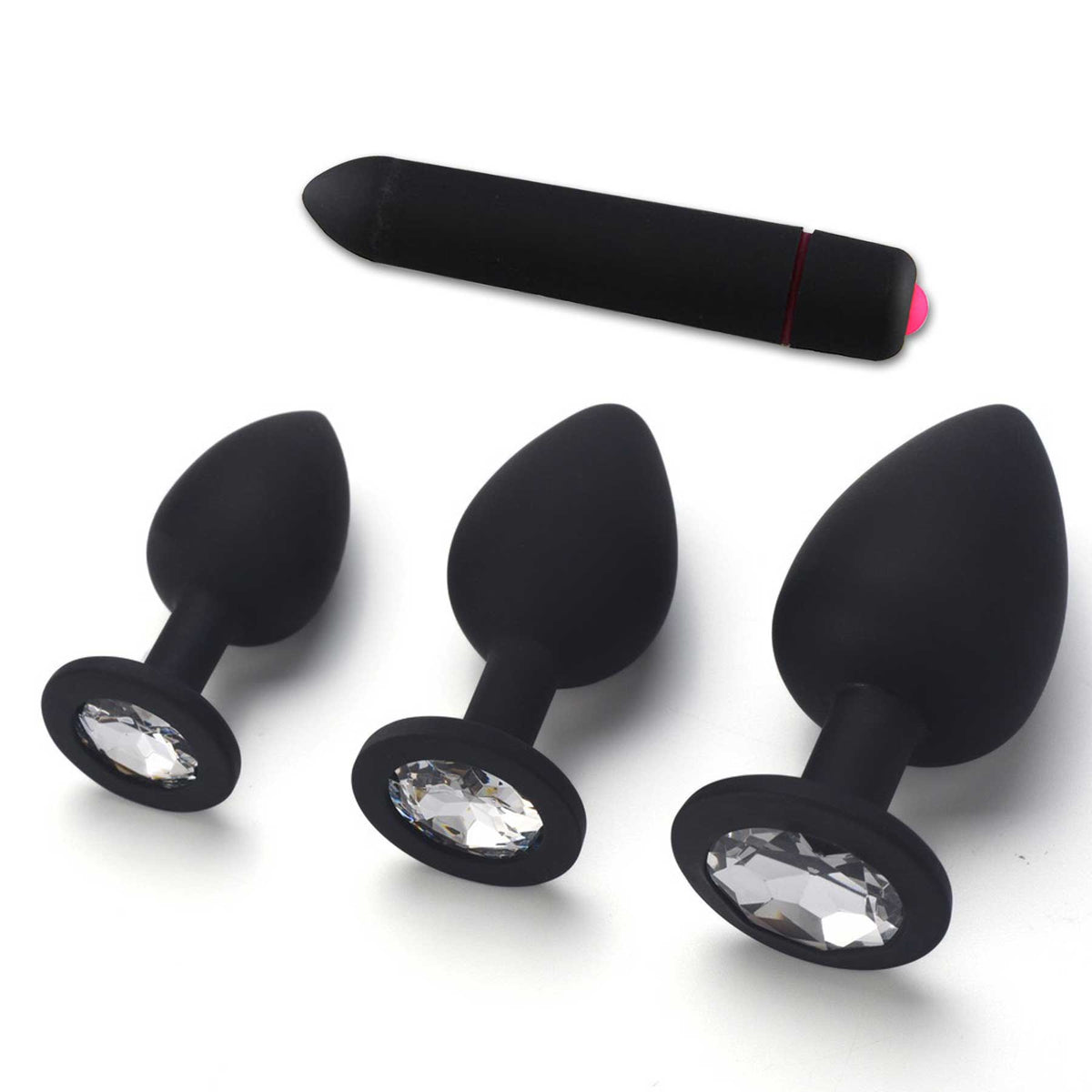 Round Diamond Anal Plug Set, 4-Piece