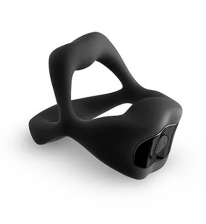 Black Techno Strobe vibrating cock ring shown against a white background