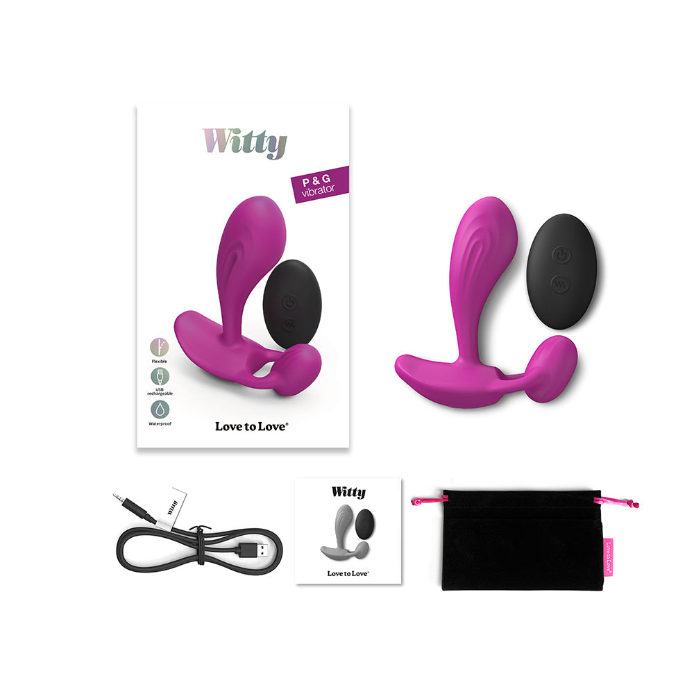 Love to Love Witty Rechargeable Remote-Controlled Silicone P & G Vibrator Sweet Orchid