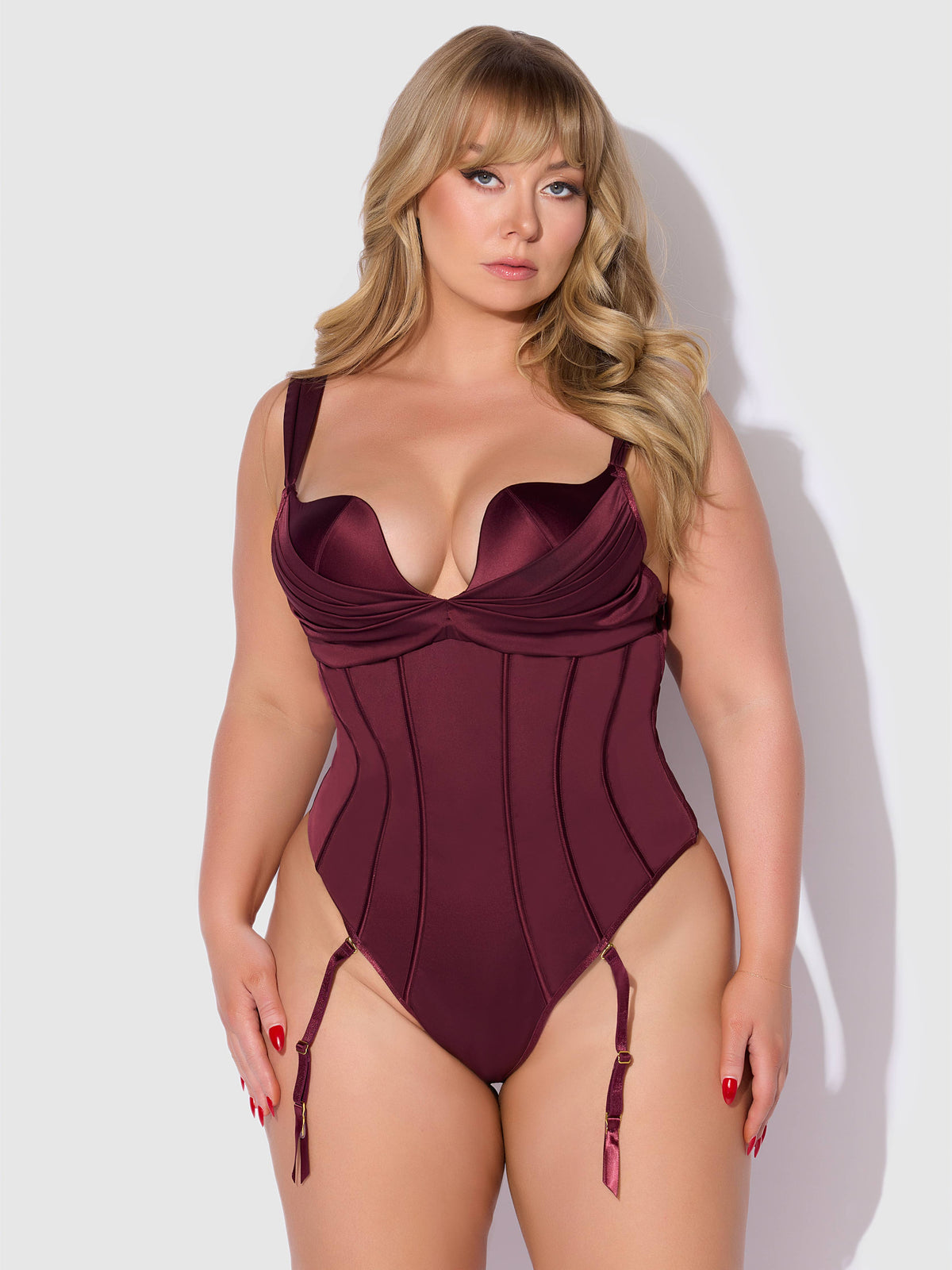 BRIGETA SATIN DRAPED PUSH UP TEDDY