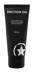 Black 100 ml Erection Gel tube with white lettering and star logo