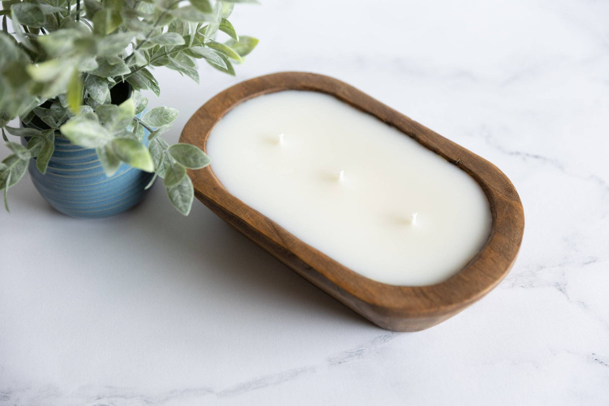Wooden Dough Bowl Candle