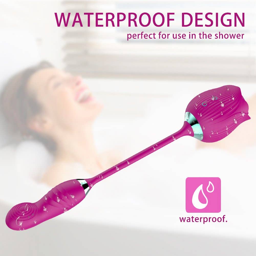 Rose Sucking Stimulator with egg Vibrator-Purple