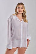 Tyler Plus Size 1PC Sheer Button Boyfriend Sleep Shirt