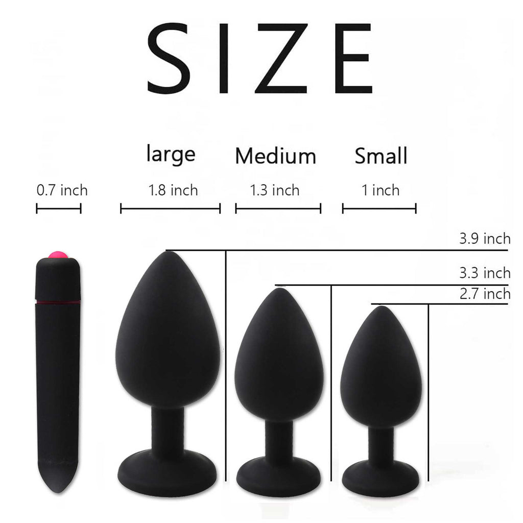 Round Diamond Anal Plug Set, 4-Piece