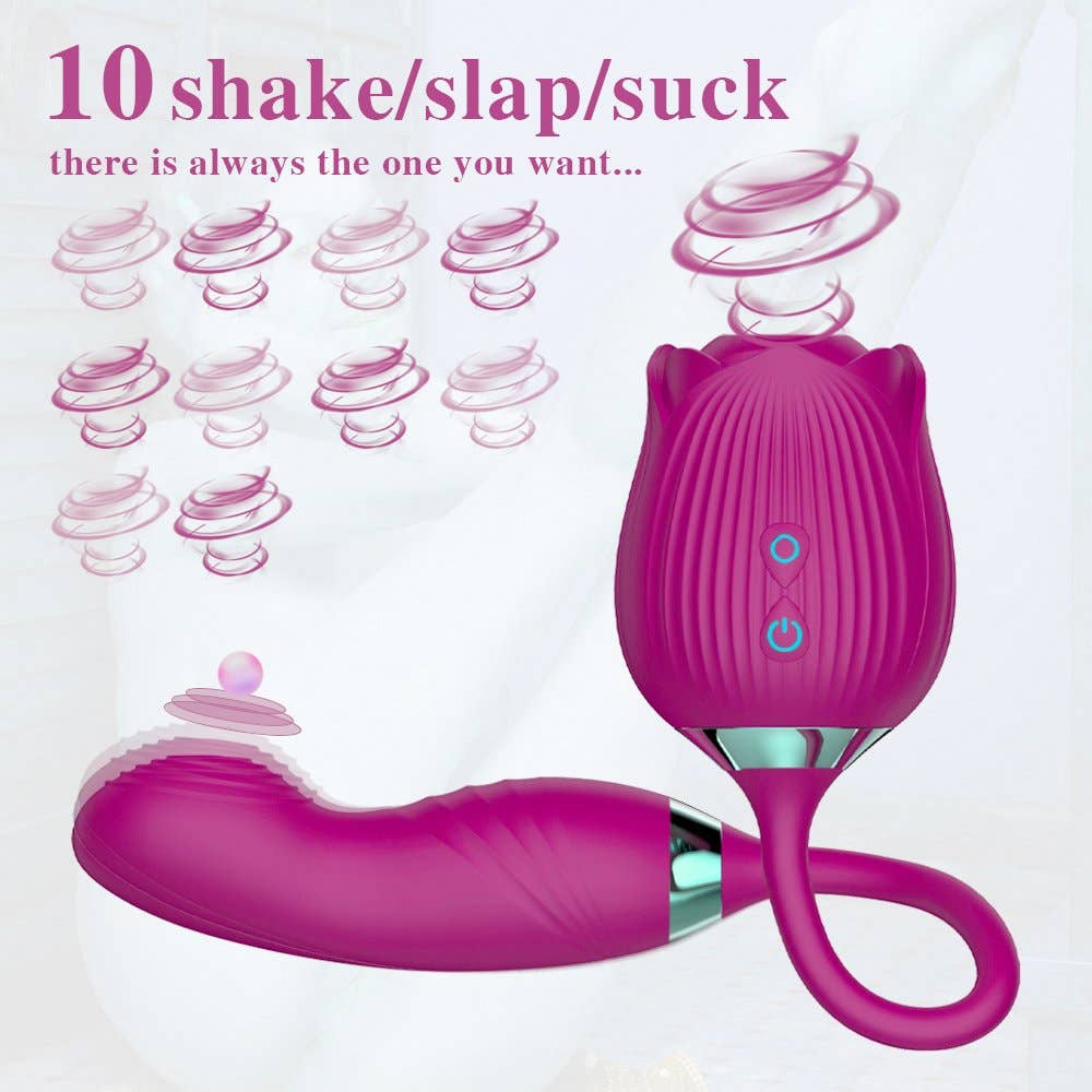 Rose Sucking Stimulator with egg Vibrator-Purple
